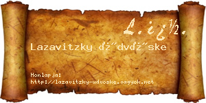 Lazavitzky Üdvöske névjegykártya